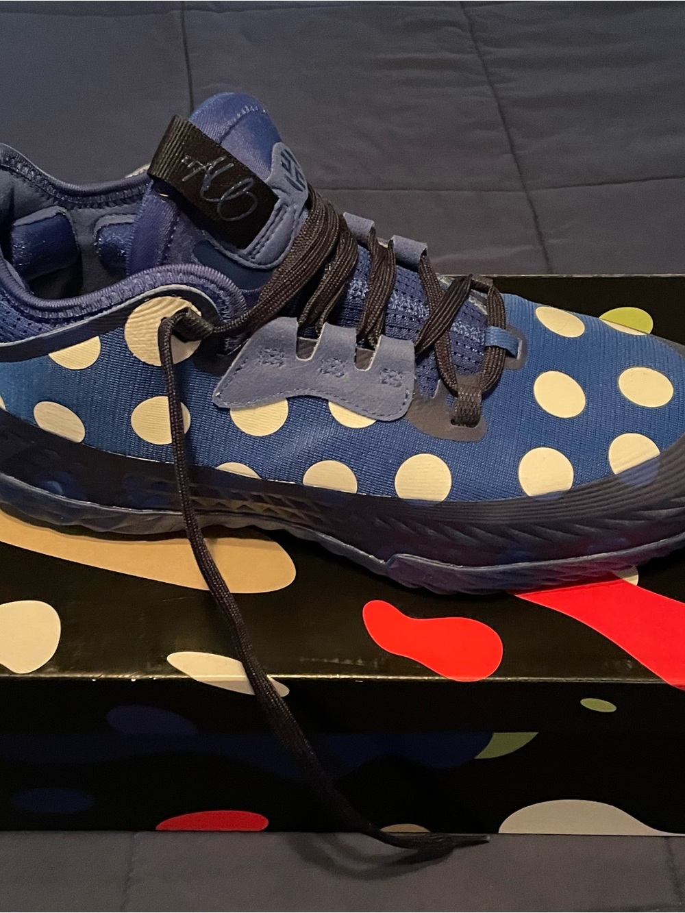 Harden Vol. 5 Supernatural adidas Men's Blue Polka Dot Basketball Shoes sz 9 NEW